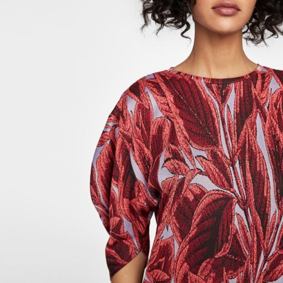 [LAST] NWT Zara S Puff Sleeve Jacquard Dress - Picture 4 of 7